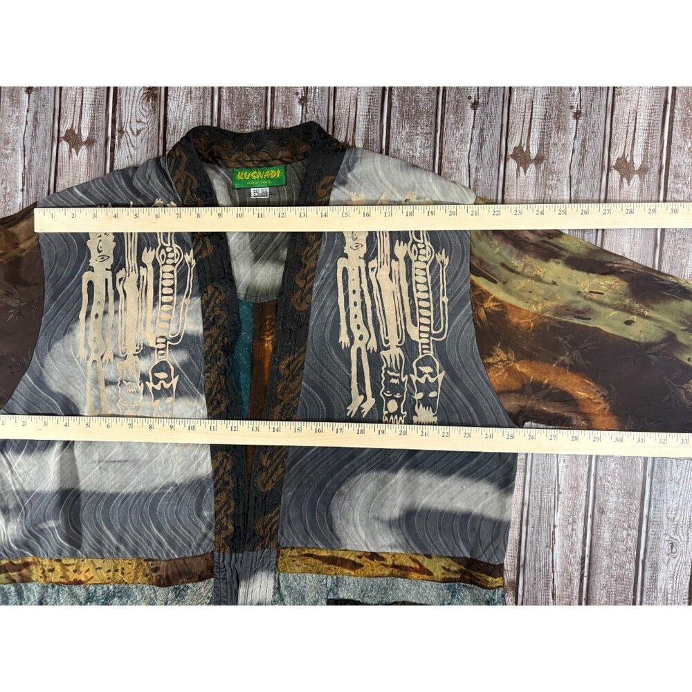 Kusnadi New York Rayon graphic print Kimono cardigan One Size colo multicolor - Picture 4 of 5